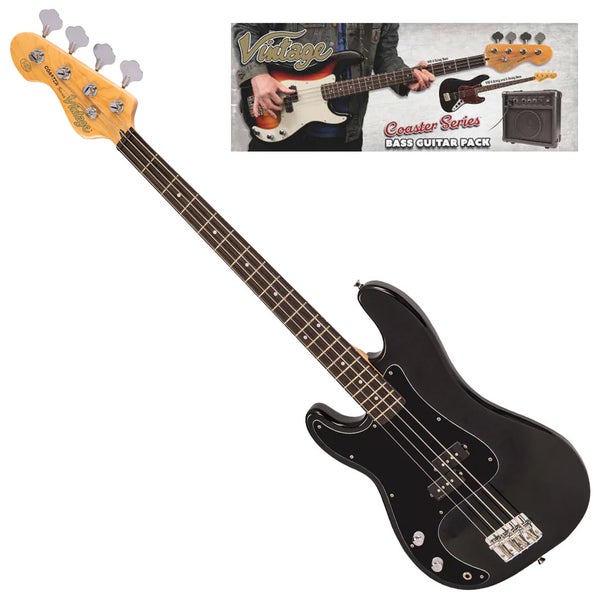 Vintage VIP-LHV40BLK Coaster Series Gloss Black Bass Pack with Amplifier