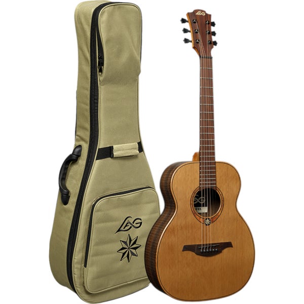 LAG Guitars Sauvage Travel Red Cedar Acoustic Guitar with Gig Bag
