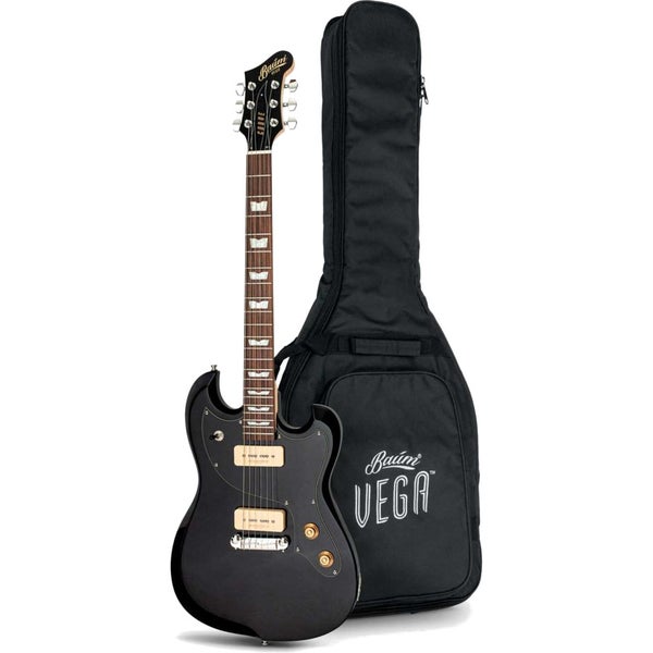 Baum Vega Series Carve Pure Black Electric Guitar with Gig Bag