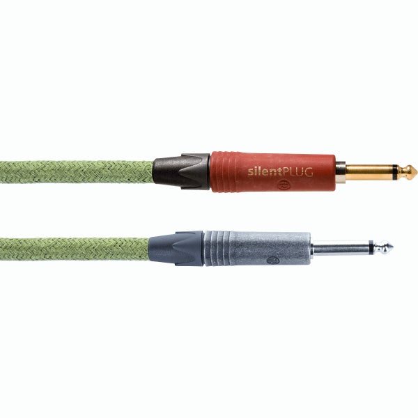 Cordial Ecohemp 3PP Silent Neutrik Straight Silent Mono Jack Cable, 3m (Green)