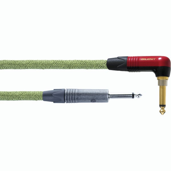 Cordial Ecohemp 3PR-SIL Neutrik Straight to Straight Silent Jack Cable, 3m (Green)