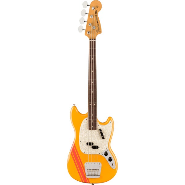 Fender Vintera II 70s Mustang Bass RW Competition Orange Electric Bass Guitar with Gig Bag