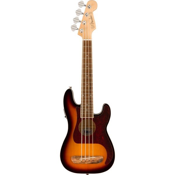 Fender Fullerton Precision Bass Uke WN Tortoiseshell Pickguard 3-Color Sunburst ukulélé basse électro-acoustique