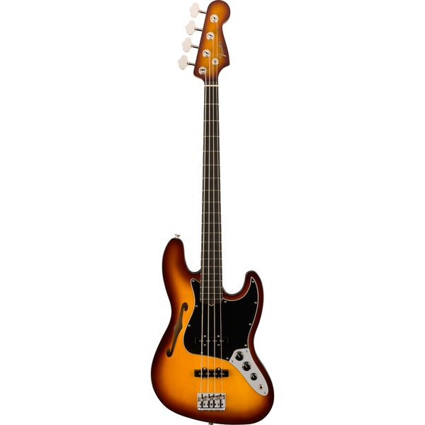Fender Limited Edition Suona Jazz Bass Thinline EB Violin Burst Semi-Acoustic Bass Guitar with Deluxe Blonde Hardshell Case