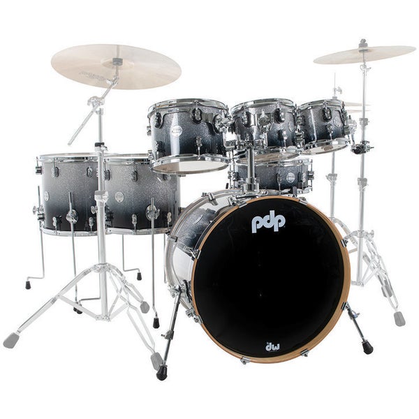 PDP Drums Concept Maple 7-Piece Silver to Black Sparkle 7-Piece Shell Set