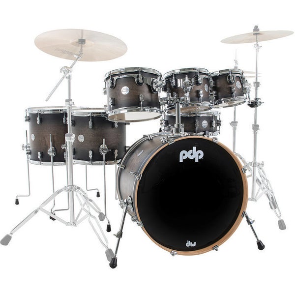 PDP Drums Concept Maple 7-Piece Satin Charcoal Burst 7-Piece Shell Set