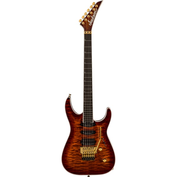 Jackson Pro Plus Series Soloist SLA3Q EB Amber Tiger Eye Electric Guitar with Gig Bag