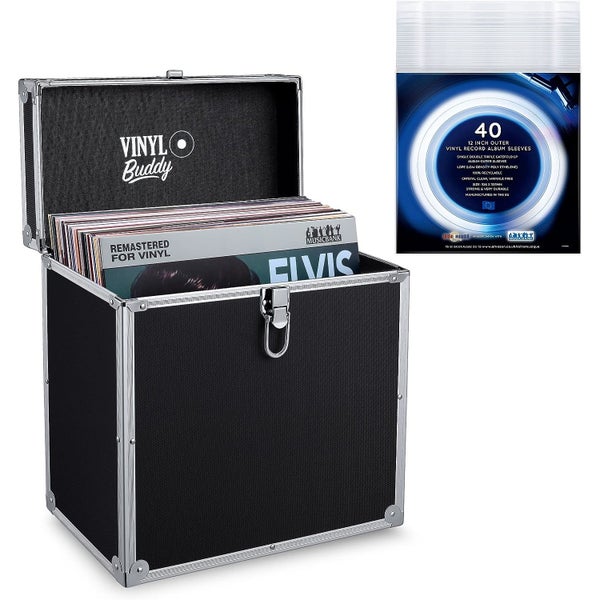 Retro Musique VB01B Record Case + Sleeves (Black)