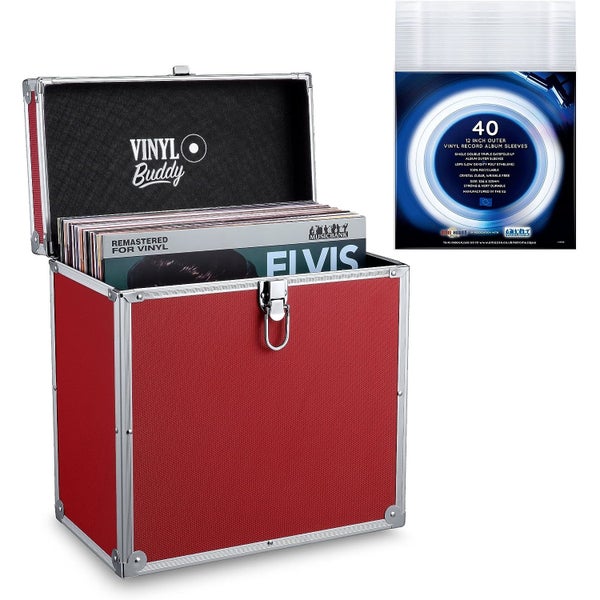 Retro Musique VB01R Record Case + Sleeves (Red)