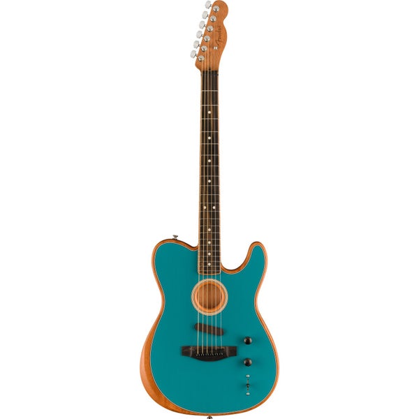 Fender American Acoustasonic Telecaster Ocean Turquoise CHB EB guitare électro-acoustique avec housse Deluxe
