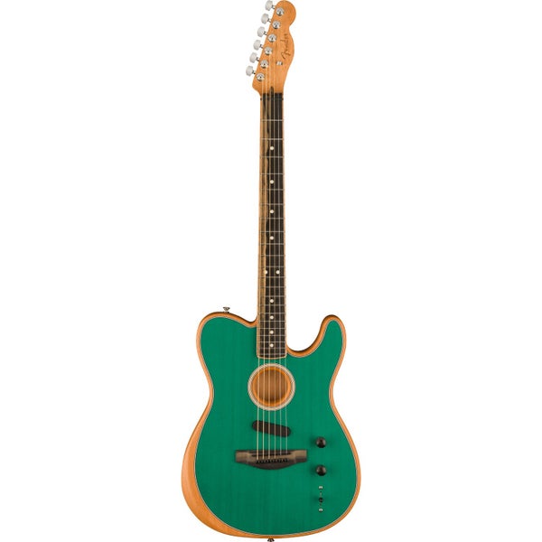 Fender American Acoustasonic Telecaster Aqua Teal CHB EB guitare électro-acoustique avec housse Deluxe