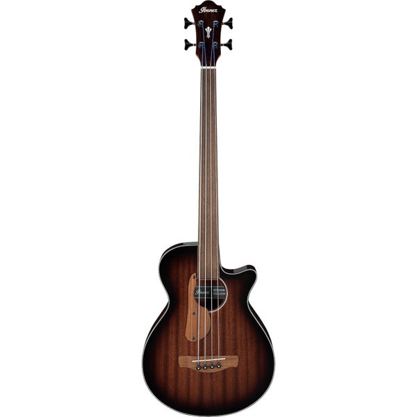 Ibanez AEGB24FE Mahogany Sunburst High Gloss Fretless Electro-Acoustic Bass Guitar