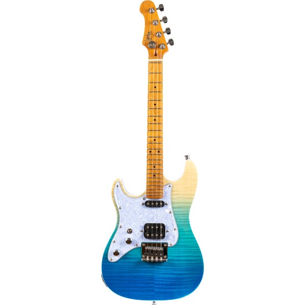 Flight Rock Series Pathfinder Solid Body Transparent Blue (Left) ukulélé électrique ténor pour gaucher