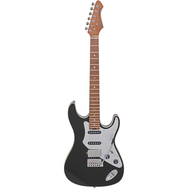 Aria Pro II Hot Rod Collection 714-GTR Black Electric Guitar with Aluminium Pickguard