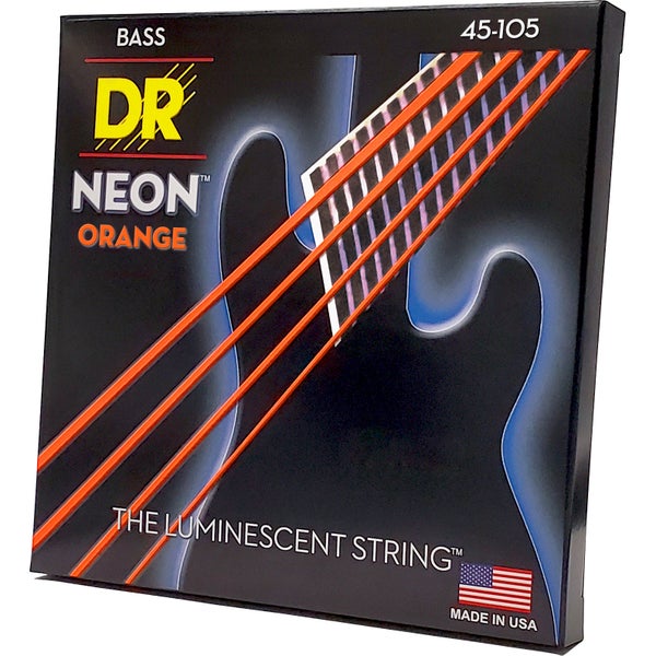 DR Strings NOB-45 Hi-Def Neon Orange 45-105 Electric Bass Guitar Strings