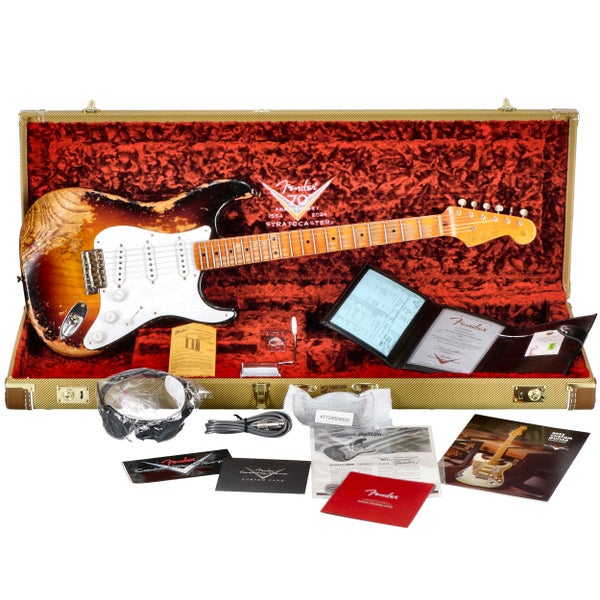 Fender Custom Shop Limited Edition 70th Anniversary 1954 Strat Super Heavy Relic Wide-Fade 2-Colour Sunburst Electric Guitar