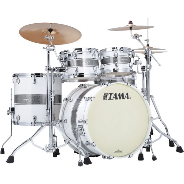 Tama MA42TZS-SSR Starclassic Maple Silver Snow Racing Stripe 4-Piece Shell Set