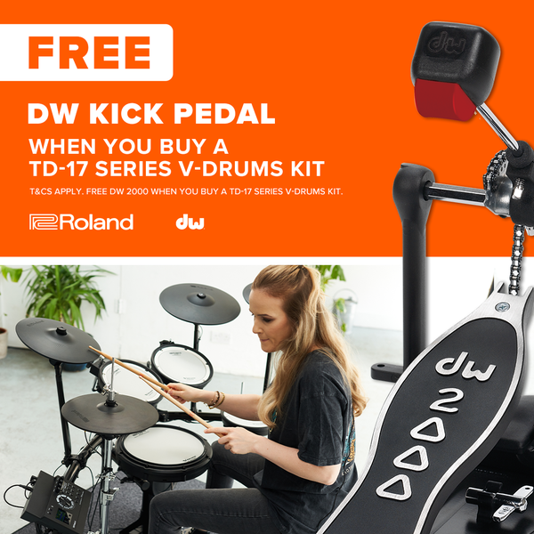 Roland TD-17KVX2 V-Drums Electronic Drum Kit with Free DW 2000 Kick Pedal