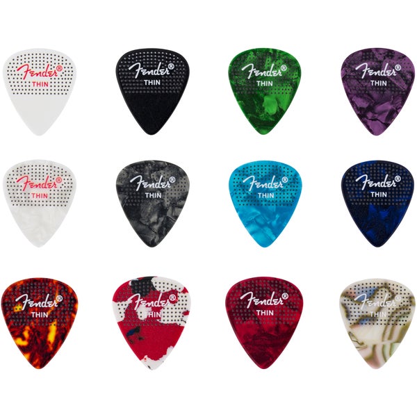 Fender 351 Dotted Celluloid Picks Medium Plectrums (Pack of 12)