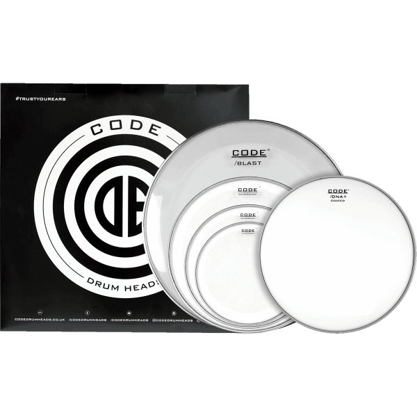 Code Drum Heads Generator Clear Fusion Set set de peaux de batterie 10-12-14-14-20