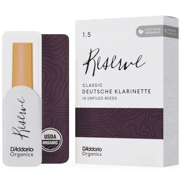 D'Addario Woodwinds ORCR1015D Organic Reserve Ance per clarinetto Deutsche, 1.5, confezione da 10 pezzi