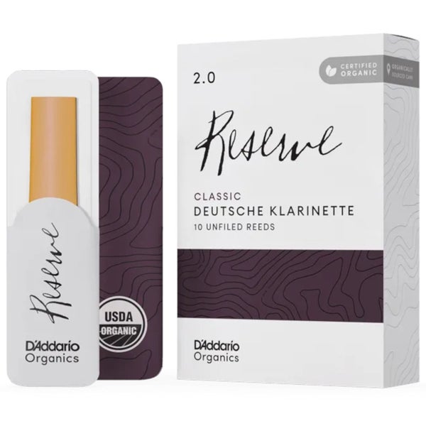 D'Addario Woodwinds ORCR1020D Organic Reserve Ance per clarinetto Deutsche, 2.0, confezione da 10 pezzi