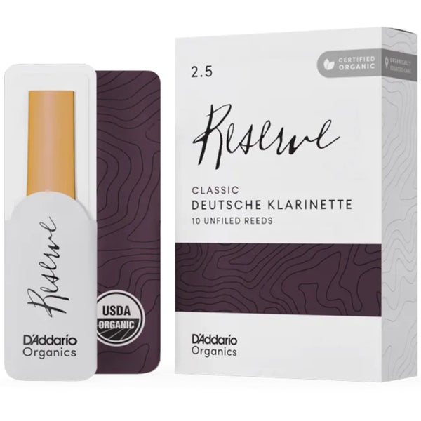 D'Addario Woodwinds ORCR1025D Organic Reserve Ance per clarinetto Deutsche, 2.5, confezione da 10 pezzi