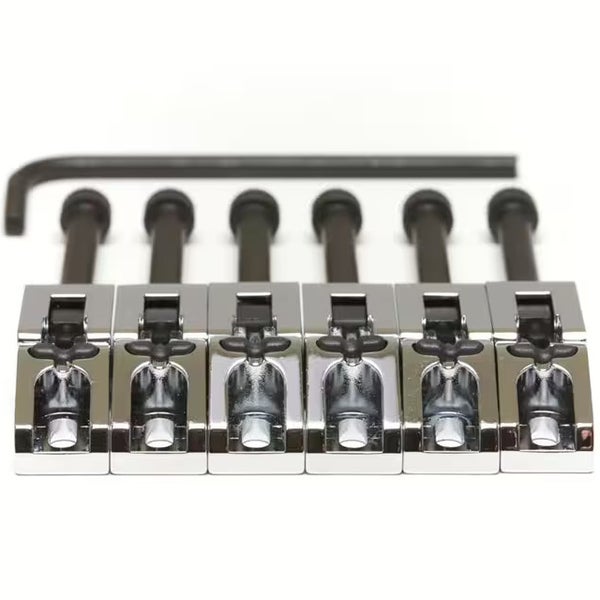 Graph Tech PG 0080 C6 String Saver Floyd Rose Style Saddles 6-String Monturas para puente Floyd Rose, cromadas (6 piezas)