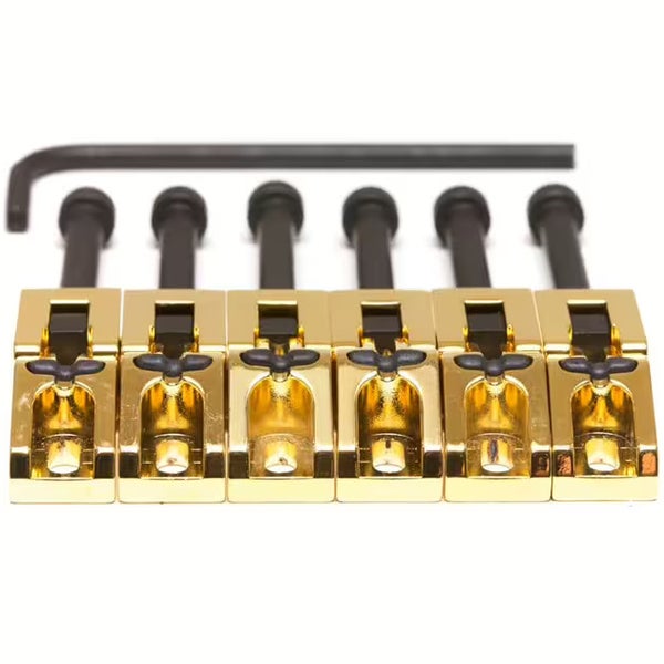 Graph Tech PG 0080 G6 String Saver Floyd Rose Style Saddles 6-String Sadlar för Floyd Rose-stolpe, guld (6 st)