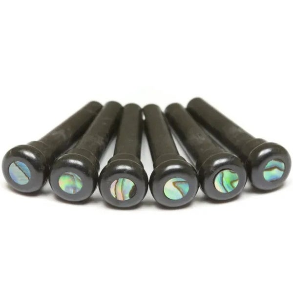 Graph Tech PP 2000 00 TUSQ Presentation Style Bridge Pins negro con inserciones de pauaschel (6 piezas)