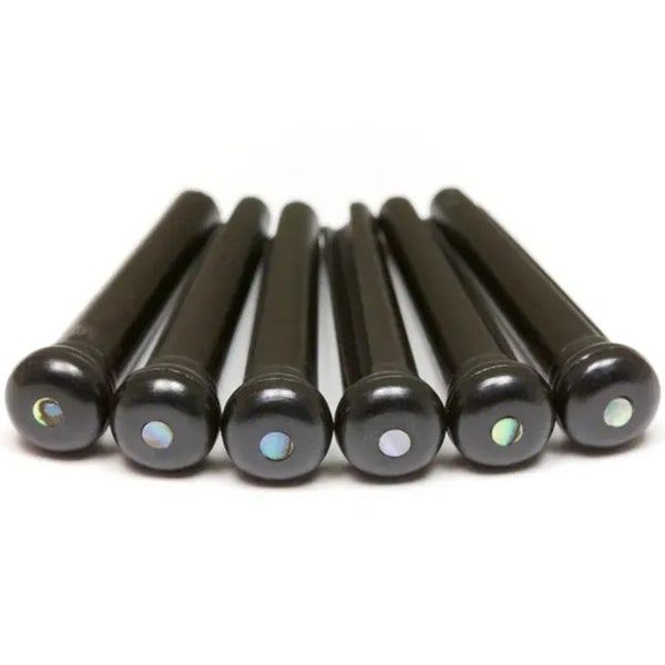Graph Tech PP 2182 00 TUSQ Traditional Style Bridge Pins svart med inläggning av paua-skal (6 st)
