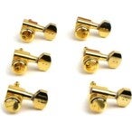 Graph Tech PRL 8721 G0 Ratio Electric Locking Machine Heads con mini botón contemporáneo, 6 en línea, lado de los graves, izquierdo, dorado