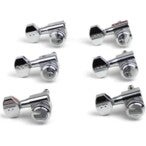 Graph Tech PRL 8721 LC0 Ratio Electric Locking Machine Heads con mini botón contemporáneo - 6 en línea, para zurdos, cromado