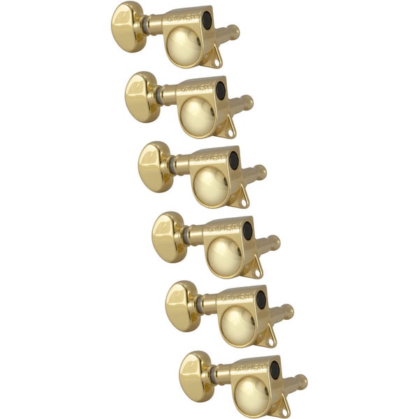 Grover 305 GL6 Mid-Size Rotomatics with Round Button, Gold Afinadores de guitarra