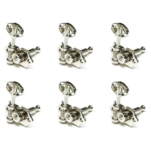 Graph Tech PRN 3411 N0 Ratio Acoustic Guitar Machine Heads Espalda Abierta con Botón Esqueleto - 3 + 3 - Níquel