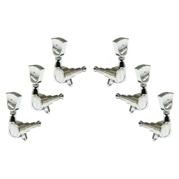 Graph Tech PRN 4341 C0 Ratio Electric Guitar Machine Heads con pomo Vintage, tornillo escalonado - 3 + 3 - Cromo