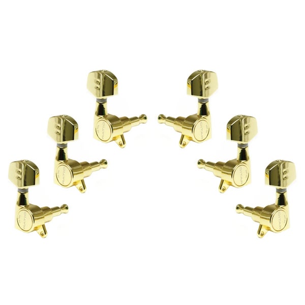 Graph Tech PRN 4411 G0 Ratio Acoustic Guitar Machine Heads Con pomo contemporáneo, tornillo escalonado - 3 + 3 - Oro