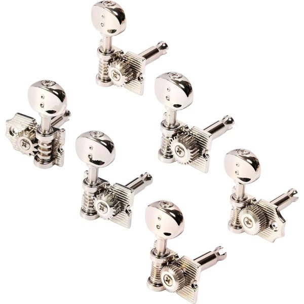 Graph Tech PRN 4624 N0 Electric Guitar Machine Heads Vintage Look Waffle-Back con respaldo abierto 6 en línea izquierda Níquel