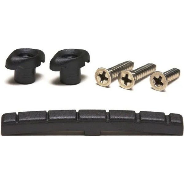 Graph Tech PT 5001 00 Black TUSQ XL Slotted Guitar Nut & String Retaine Pilar F eléctrico curvo/plano