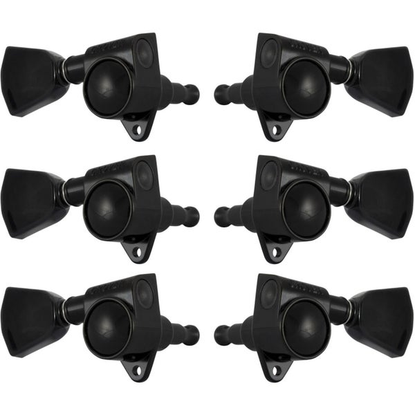 Grover 102BC K Original Rotomatics w Crown Button,3+3,Black Chrome Afinadores de guitarra