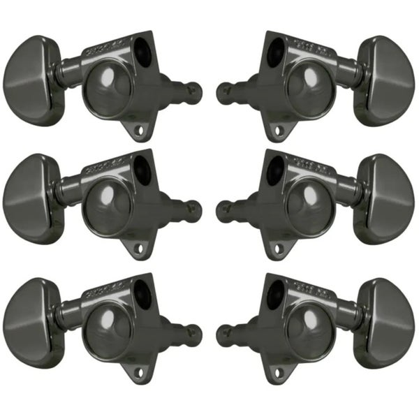 Grover 102BN Rotomatics w Round Button,3+3, Black Nickel Afinadores de guitarras