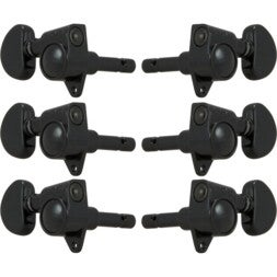 Grover 106BC Locking Rotomatics w Round Button,3+3,Black Chrome Afinadores de guitarra