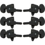 Grover 106BC Locking Rotomatics w Round Button,3+3,Black Chrome Afinadores de guitarra