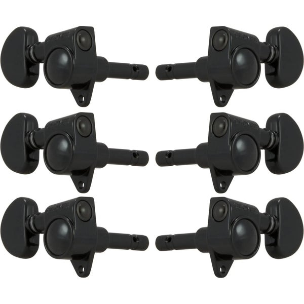 Grover 106BC Locking Rotomatics w Round Button,3+3,Black Chrome Afinadores de guitarra