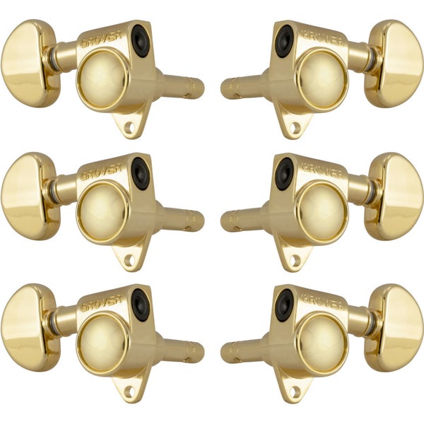 Grover 106G Locking Rotomatics, Round Button,3 + 3,Gold Clavijas de afinación para guitarra