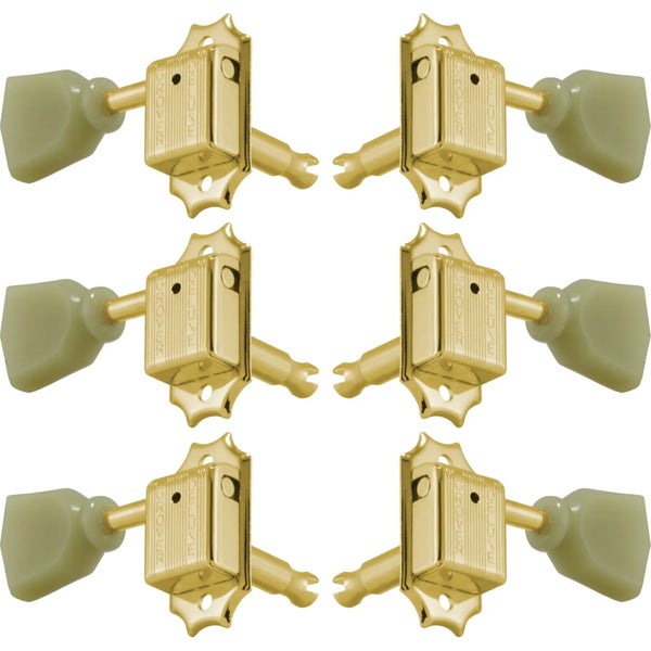 Grover 133GK Deluxe Guitar Machine Heads w Keystone Button,3+3,Gold Afinadores de guitarra