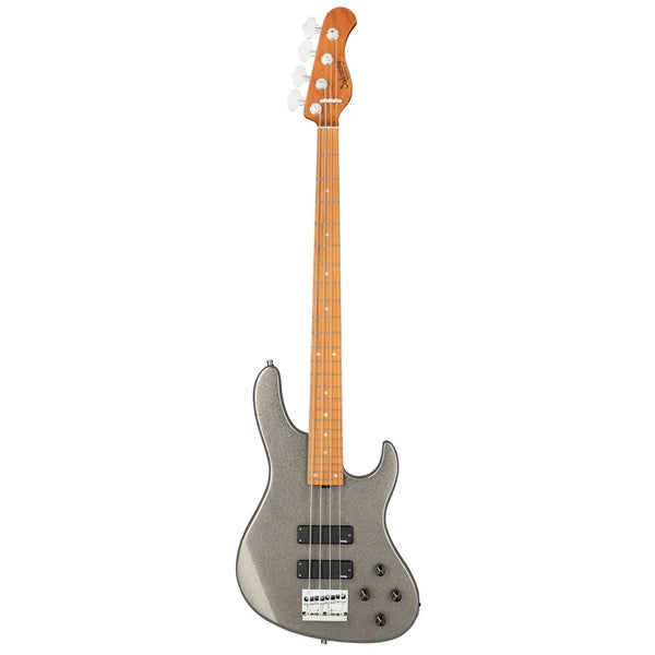 Sadowsky MetroExpress 24-fret Modern Roasted Maple Solid Silver Metallic High Polish elbasgitarr med gigbag