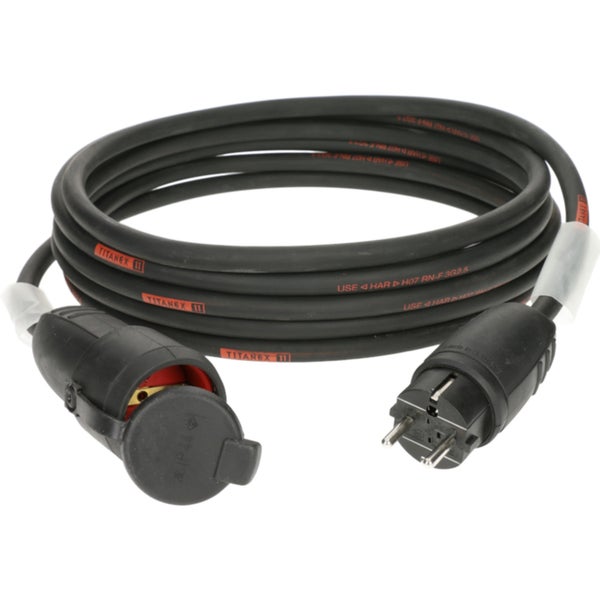 Klotz PT2-GU0100 TITANEX H07RN-F power cable 3G 2.5 mm² Schuko M/F - solid rubber 10 metres