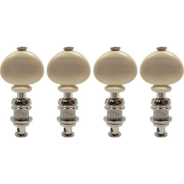 Grover 4W Sta-Tite Ukulele Pegs with White Button - 4 pcs. - Nickel Juego de clavijas de afinación para ukelele