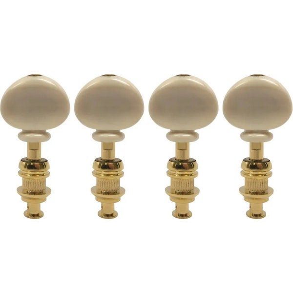 Grover 4WG Sta-Tite Ukulele Pegs with White Button - 4 pcs. - Gold Juego de clavijas de afinación para ukelele
